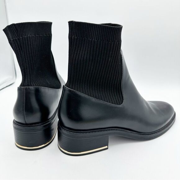 Zara Metal Trim Chunky Heel Black Chelsea Ankle Boots Sz 41 10.5 - Picture 7 of 15